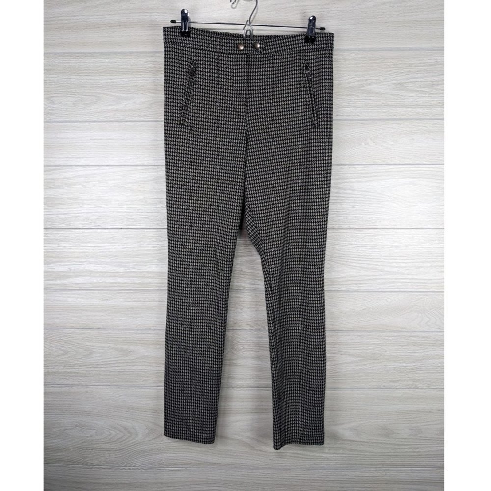 H&M Front Zip Houndstooth Pattern Trouser Pants 8 - Picture 2 of 8